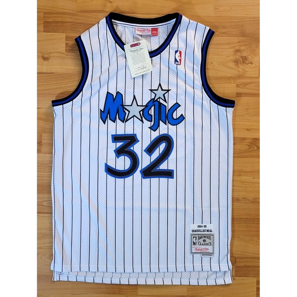 Mitchell & Ness SHAQ O'NEAL Orlando Magic White Pinstripe Jersey, Size 50 XL NWT